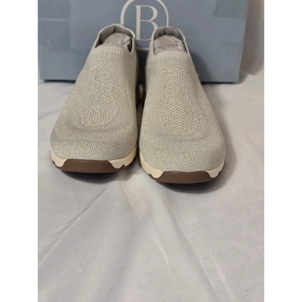 Bzees LifeStride Respect Oyster Grey Metallic Knit Slip On Sneakers Womens 11 M